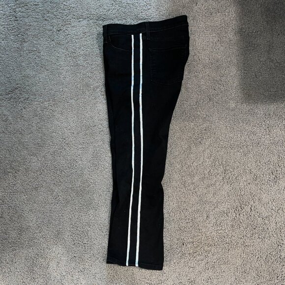 VERONICA BEARD CAROLYN 10" BABY BOOT BLACK & SILVER TUXEDO STRIPE JEANS EUC 29 - Picture 9 of 13